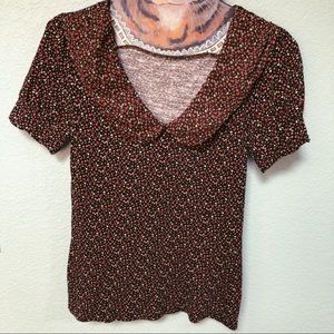 UO Pins & Needles Peter Pan Collar Floral Top